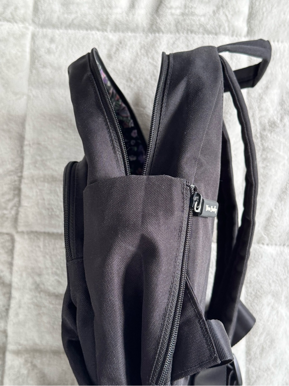 Vera Bradley Black Everyday Backpack with Floral Trim - Picture 4 of 6